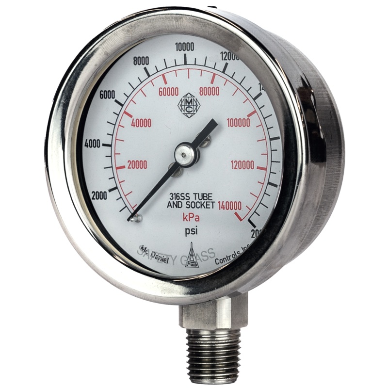 McDaniel Pressure Gauge – K Model – 2.5 Gauge, 1/4 NPT BTM, 200 PSI//KPA