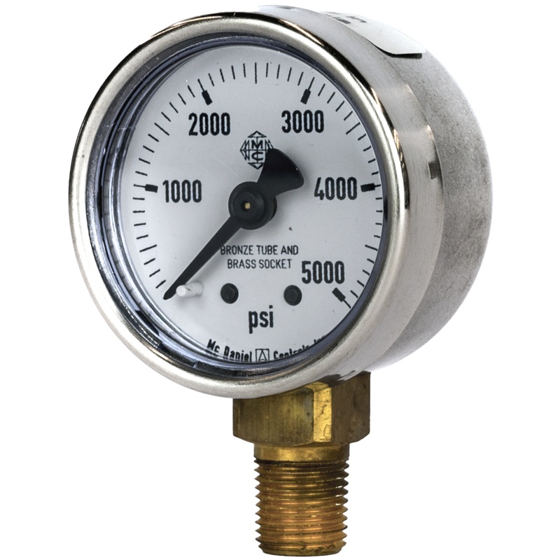 McDaniel Pressure Gauge – R7 Model – 1.5 Gauge, 1/8 NPT BTM, 5000 PSI