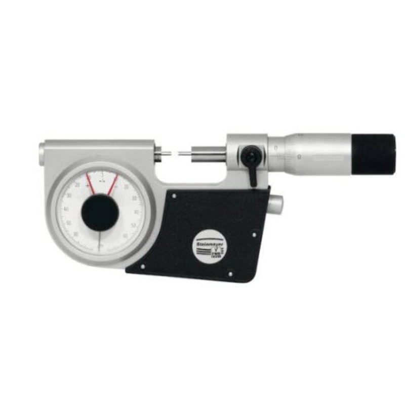 Steinmeyer Feinmess Suhl Indicating Spline Micrometer 0-25mm code 76053704520-IND25, accuracy Standard DIN 863 Micrometer reading .01mm Indicator .001mm with reduced anvils 3mm x 10mm