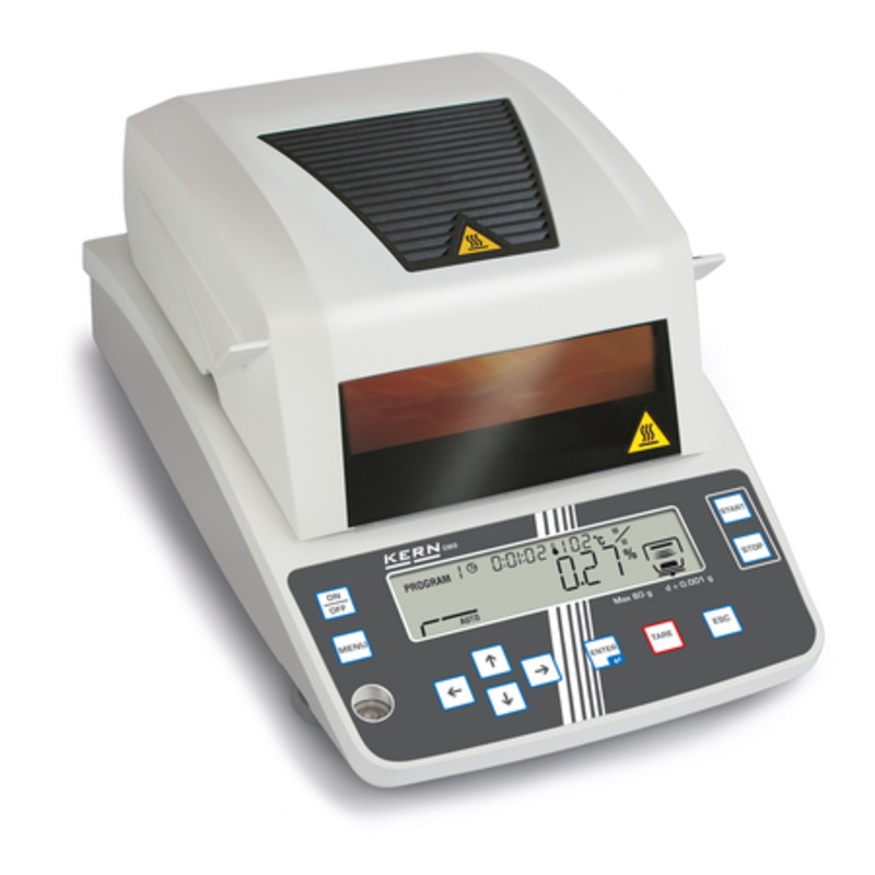 Kern Moisture analyser DBS 60-3, Weighing capacity [Max]	60 g Readability [d] 0,001 g Weighing system	Single-Cell Temperature [Min] (C) 50 C Temperature [Max] (C) 200 C