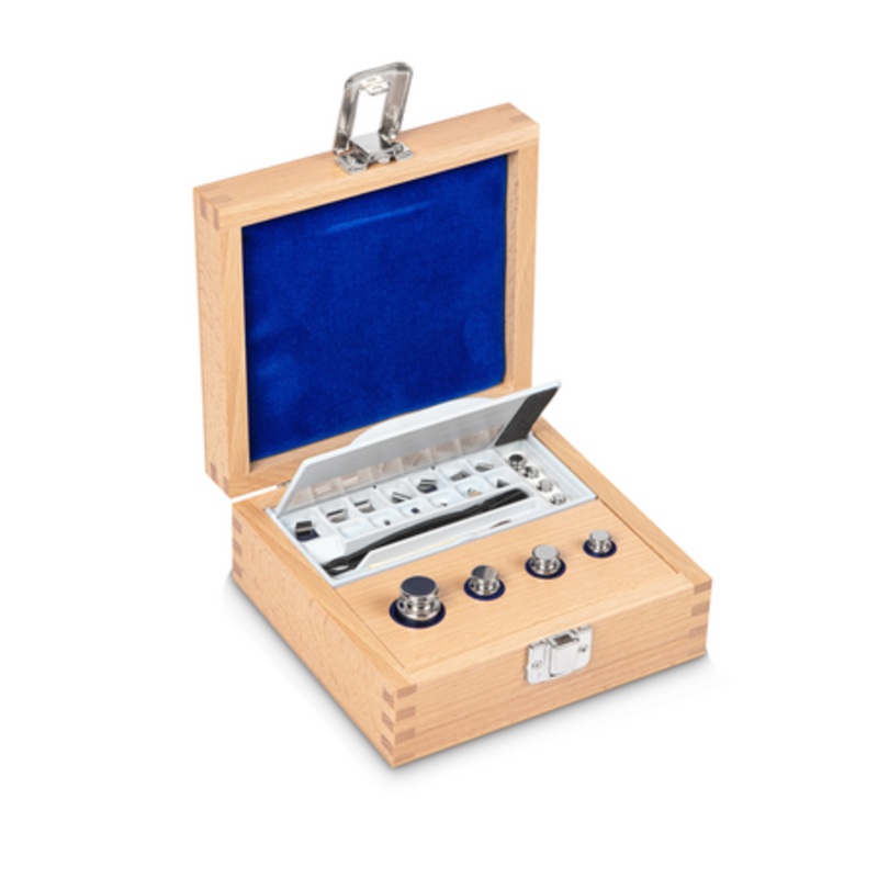 Kern Weight set 313-02 Test weight – nominal value 1 mg – 50 g, Weight OIML class E2 Shape weight	Knob Number of weights 20 Material stainless steel polished