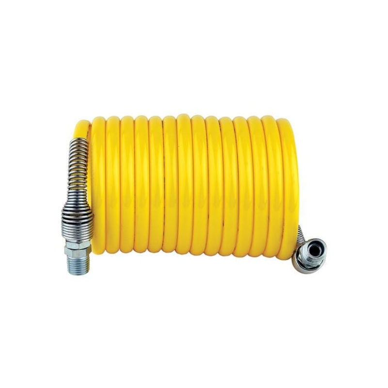 Nylon Coiled Air Hose Assembly – 1/4 ID x 12′