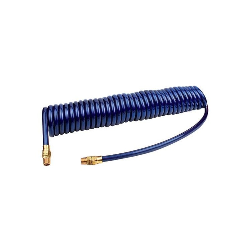 Polyurethane Coiled Air Hose Assembly – 3/8 ID x 25′