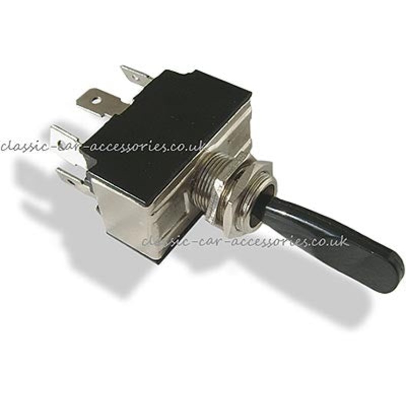 3 position ON-OFF-ON double pole switch with 6 Lucas terminals and  black toggle [S3] – CLS0174