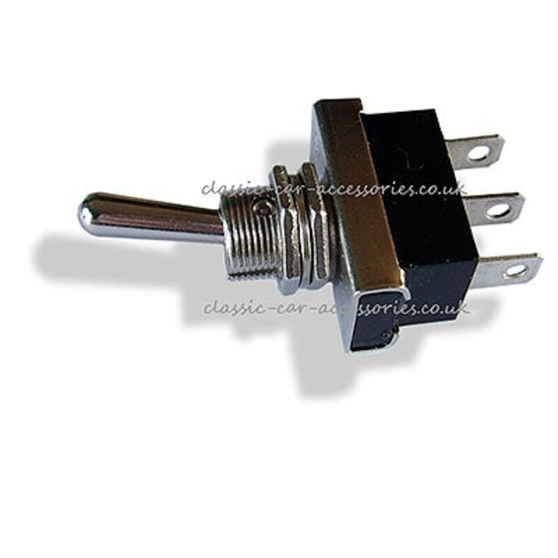 Indicator type switch with 3 Lucar terminals and  On/Off/On chrome toggle [S5] – CLS01111