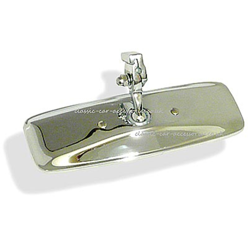 MGB and Cobra rod mounted interior Rear View mirror head with stainless steel back & chrome clamp – CMN081