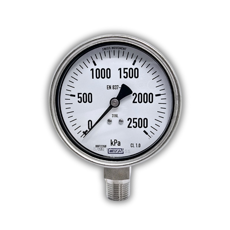 WIKA Bourden Tube Pressure Gauge – Stainless Steel – 100mm Dial – Bottom Entry