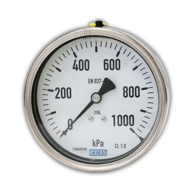 WIKA Bourden Tube Pressure Gauge – Stainless Steel – 100mm Dial – Rear Entry