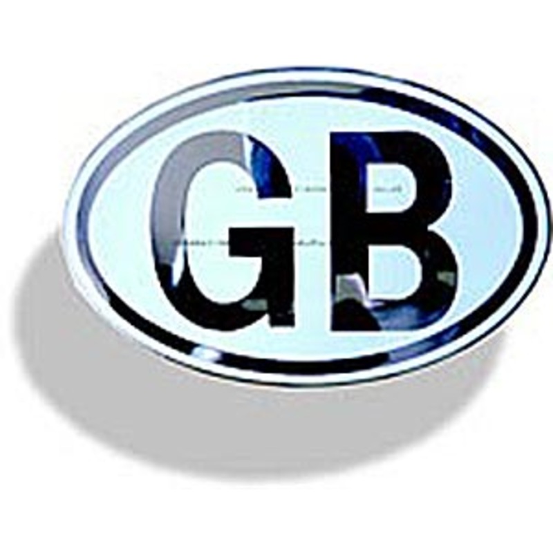 Black on white metal self adhesive Oval GB country plate – CXB01001