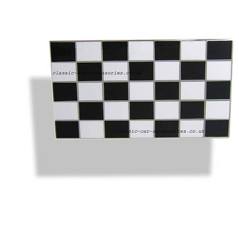 Chequered flag enamelled metal badge 51 x 29mm. Self adhesive. (CQ51) – CXB0244