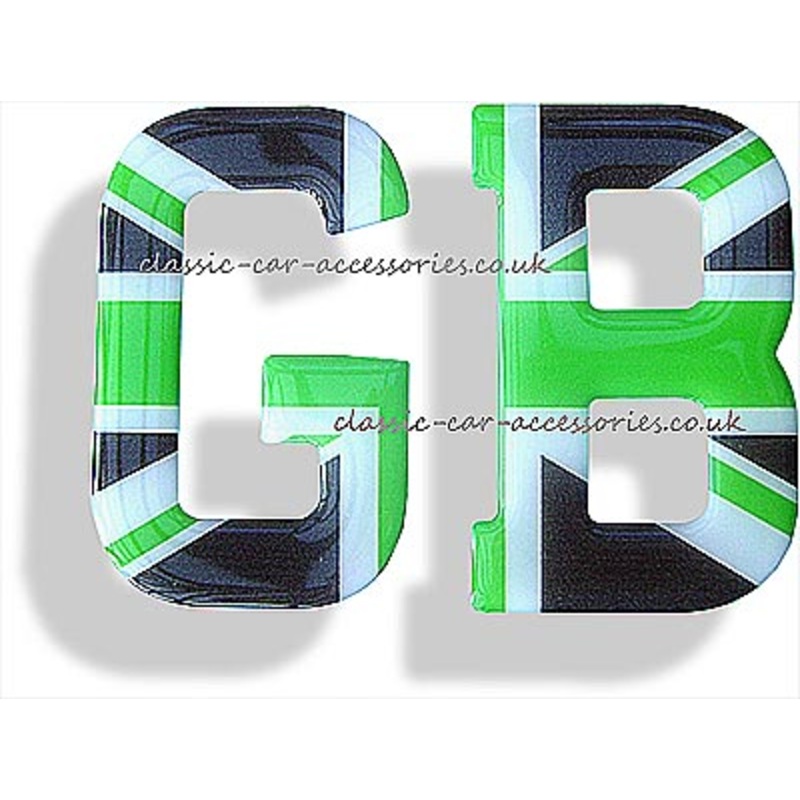GB clear resin encapsulated letters stylised green/black Union Jack – CXB010123