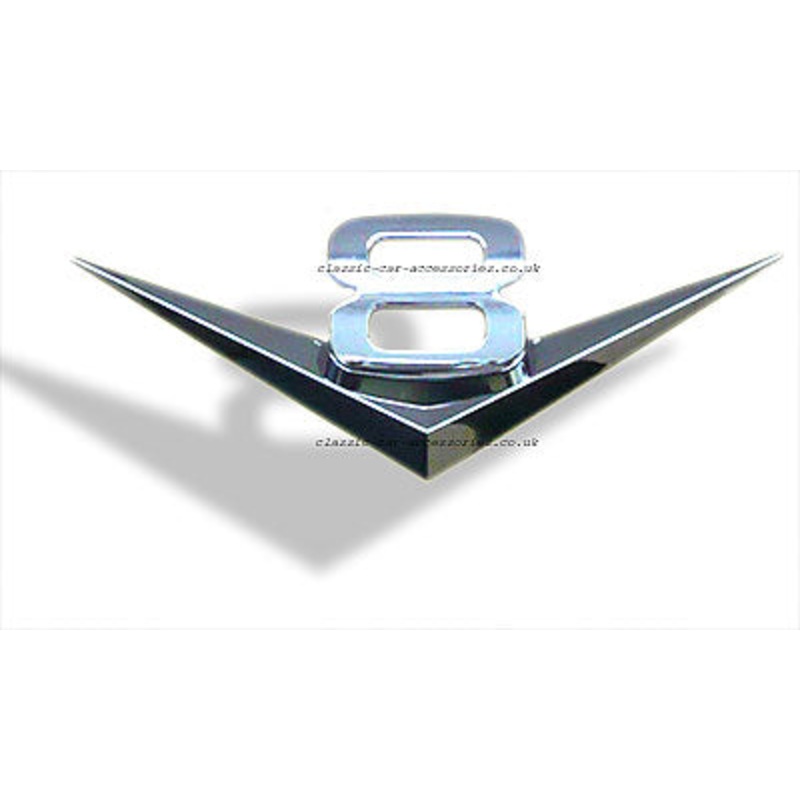 Self adhesive chrome metal V8 badge – CXB0944