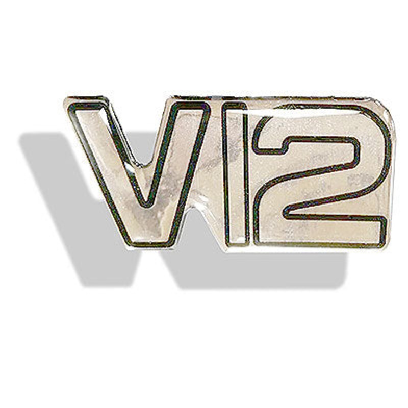 Self adhesive chrome V12 badge – CXB09433