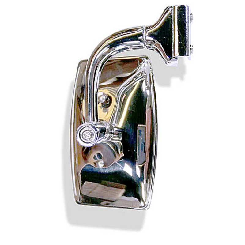 Classic overtaker clamp-on mirror with oblong head and curved arm-CME14310