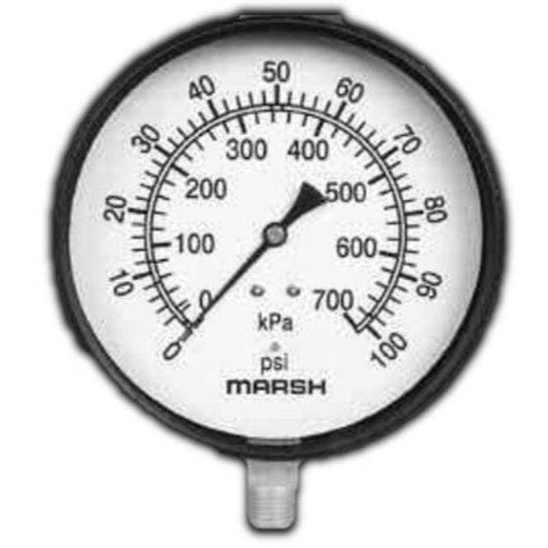 Marsh Bellofram General Gauge – 2-1/2 Dial, 1/4 NPT Bottom Mount