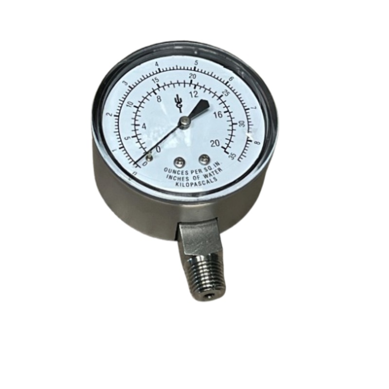 Stainless Steel Diaphragm Pressure Gauges (Dry) Range 0-35WC, 1/4MNPT Bottom Mount (Quantity Pricing)
