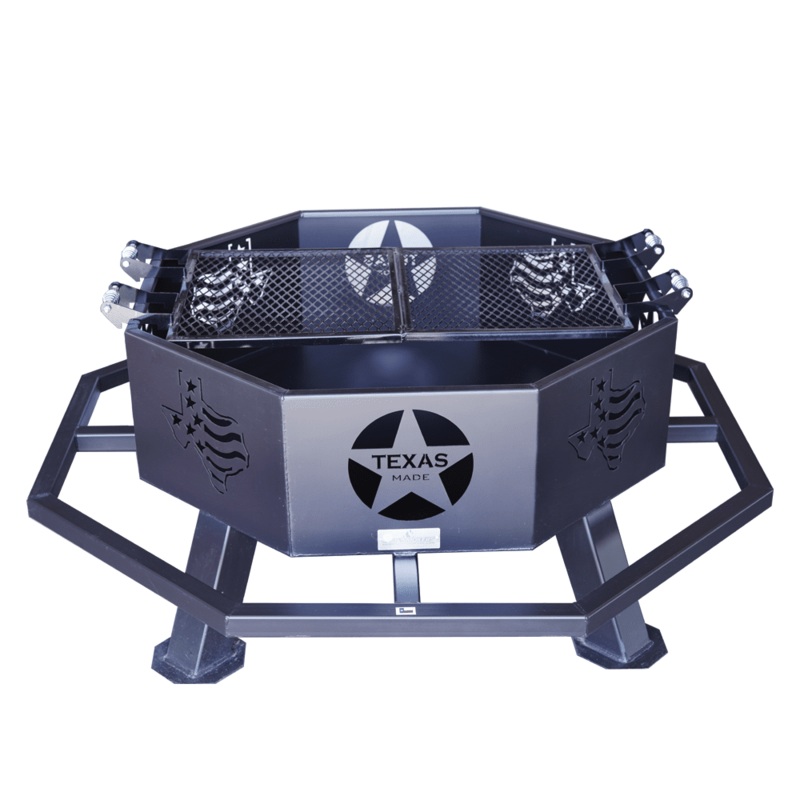 48 Fire Pit|Texas Theme (Shown)|Texas Tea Theme|Cross Theme|Star & Scroll Cross Theme