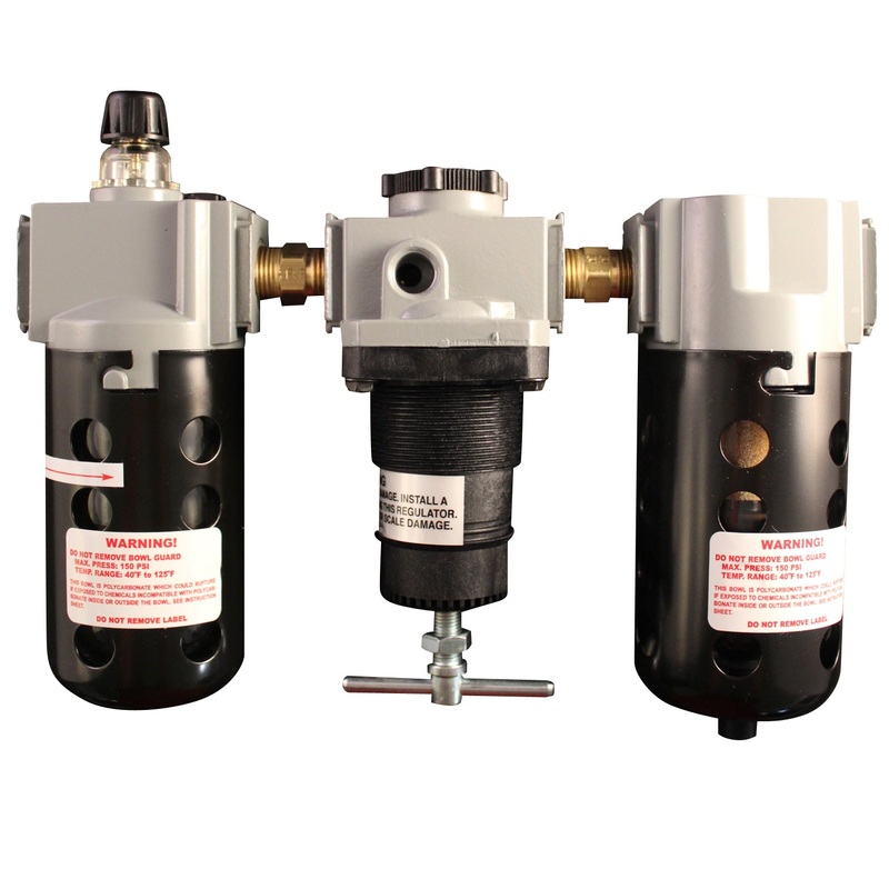 3/8 NPT Deluxe Polycarbonate FRL Trio
