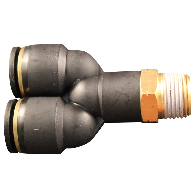 1/4 MNPT 1/4 OD Push-to-Connect Swivel Y-Connector (Box of 10)