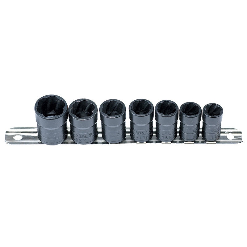 3/8 Drive 7 Piece Twist Socket Oil Drain Plug Removal System