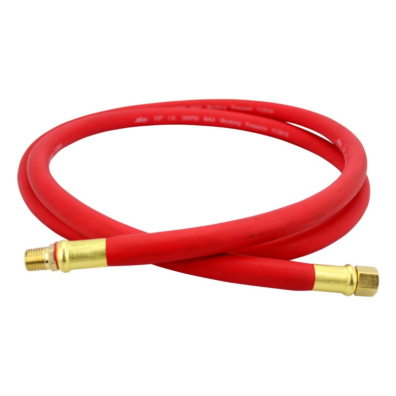Air Leader Rubber Hose 3/8 x 6 ft., 1/4 NPT Brass Ends, 300 PSI Max