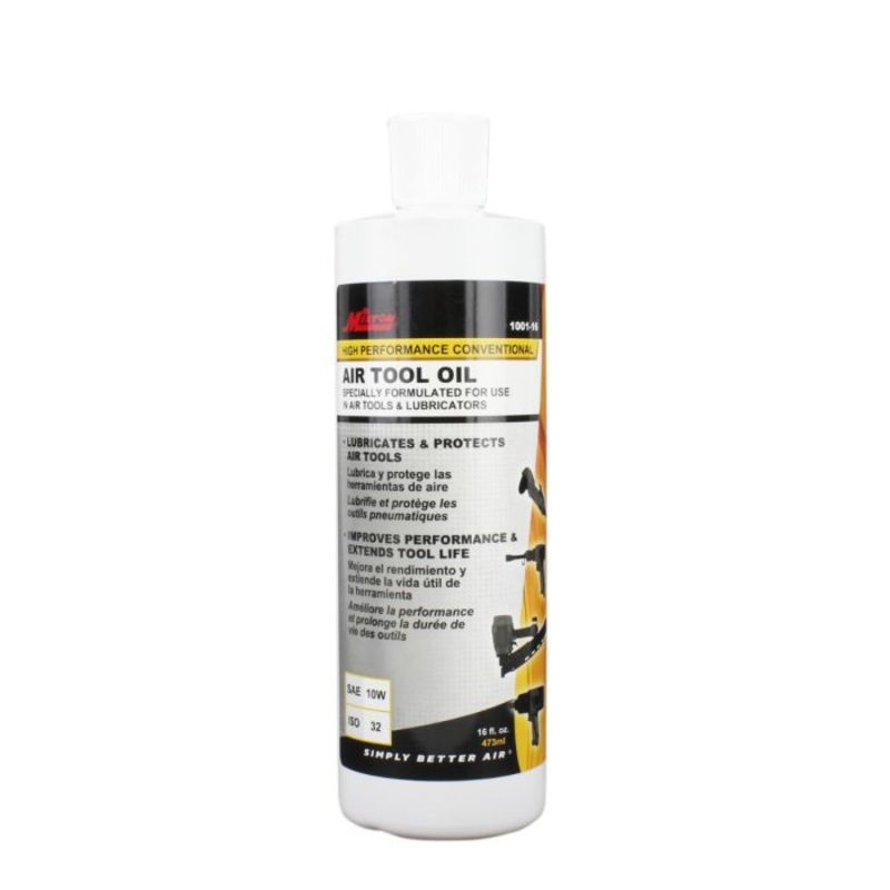 High-Performance Conventional Pneumatic Tool Oil (SAE 10W, ISO 32), 16 oz. (Pack of 12)