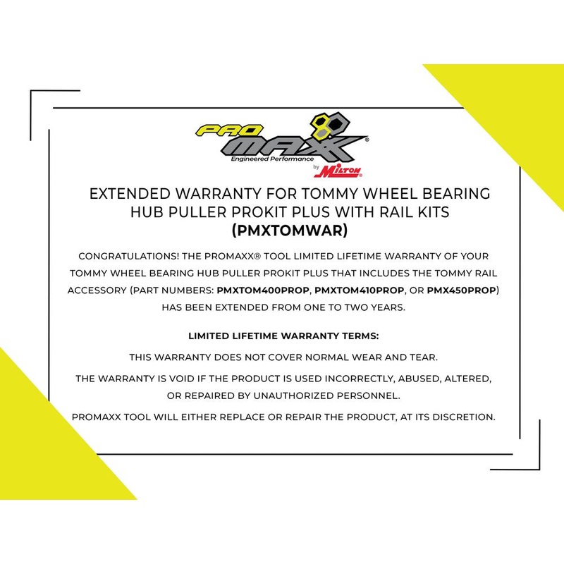Extended Warranty for Tommy Wheel Bearing Hub Puller ProKit Plus with Rail Kits (PMXTOMWAR)