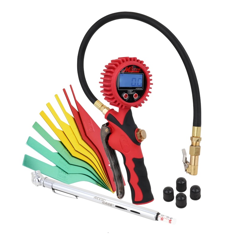 Heavy Duty Tire Maintenance Bundle – Tire Inflator, Tire Pencil Gauge, and 8-Piece Brake Pad Gauge