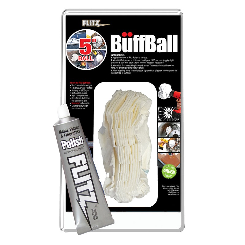 Flitz Buff Ball – Large 5 – White w/1.76oz Tube Flitz Polish [PB 101-50]