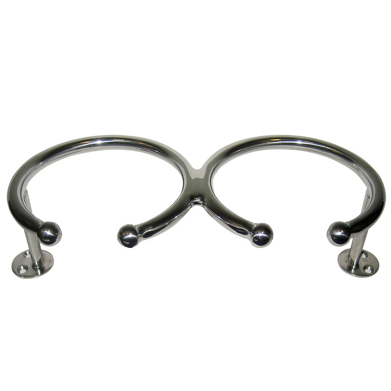 Whitecap Top Mount Ring SS Cup Holder – 2-Drink – Base Mount [S-3517]