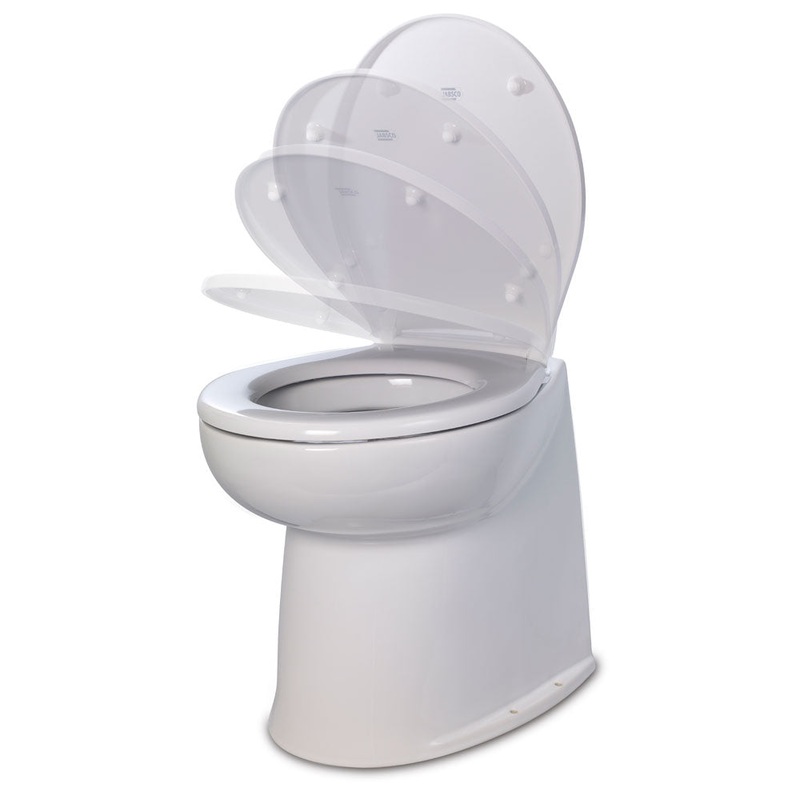 Jabsco 17 Deluxe Flush Fresh Water Electric Toilet w/Soft Close Lid – 12V [58040-3012]