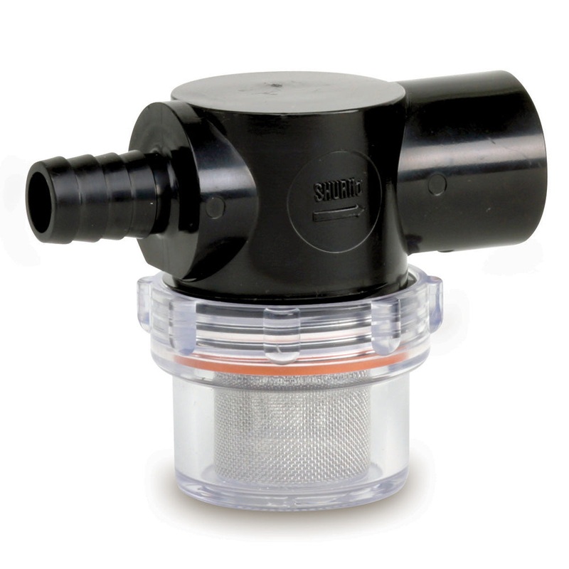 Shurflo by Pentair Twist-On Water Strainer – 1/2 Barb Inlet – Clear Bowl [255-323]