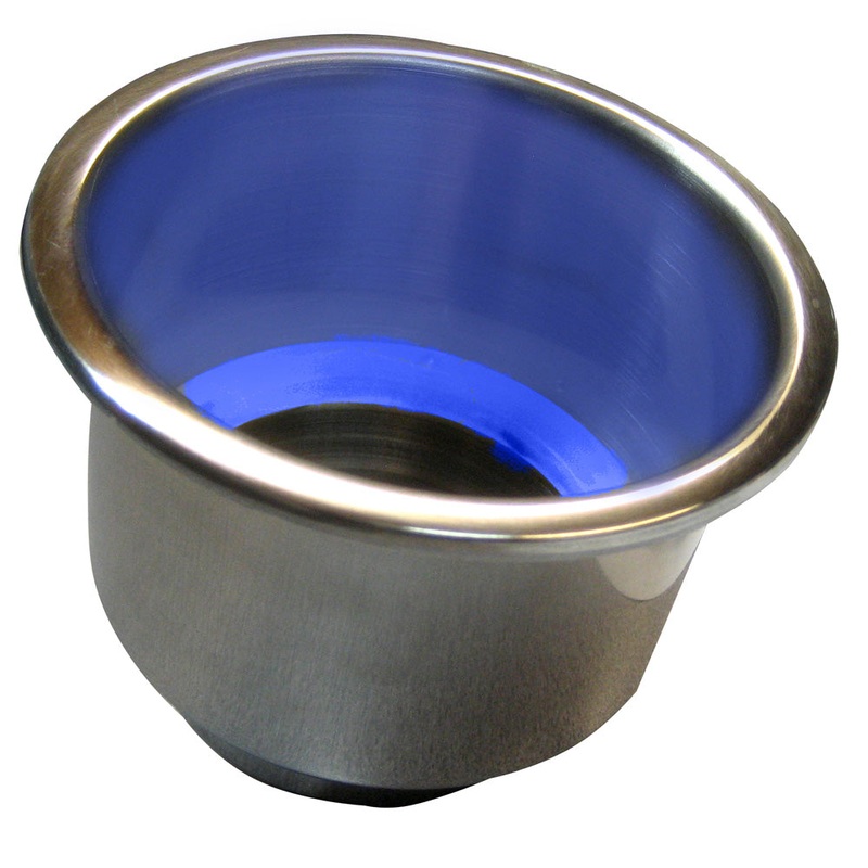 Whitecap Flush Mount Cup Holder w/Blue LED Light – Stainless Steel [S-3511BC]