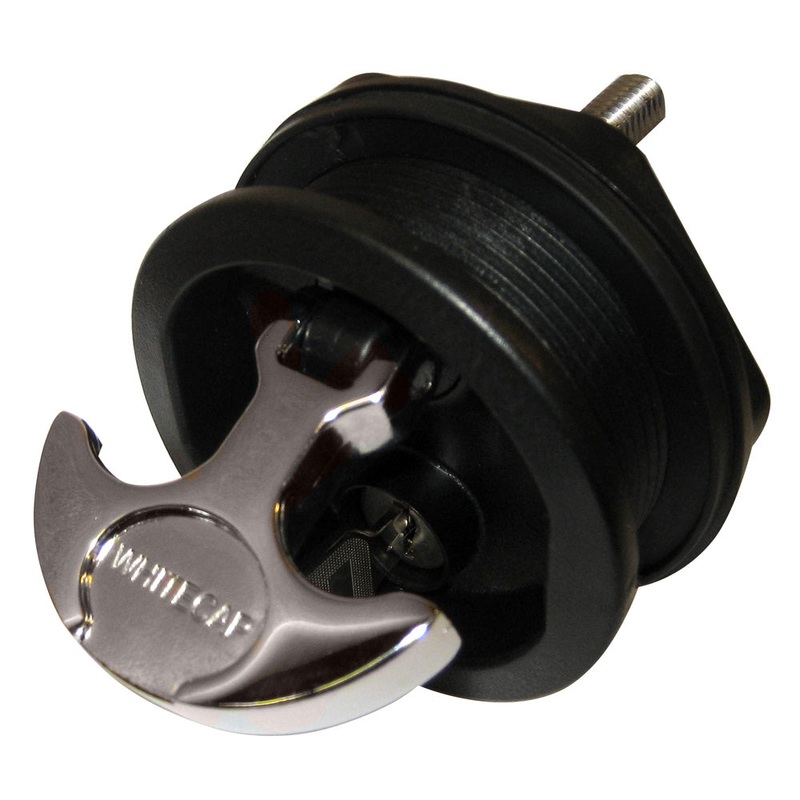 Whitecap T-Handle Latch – Chrome Plated Zamac/Black Nylon – Locking – Freshwater Use Only [S-0226BC]