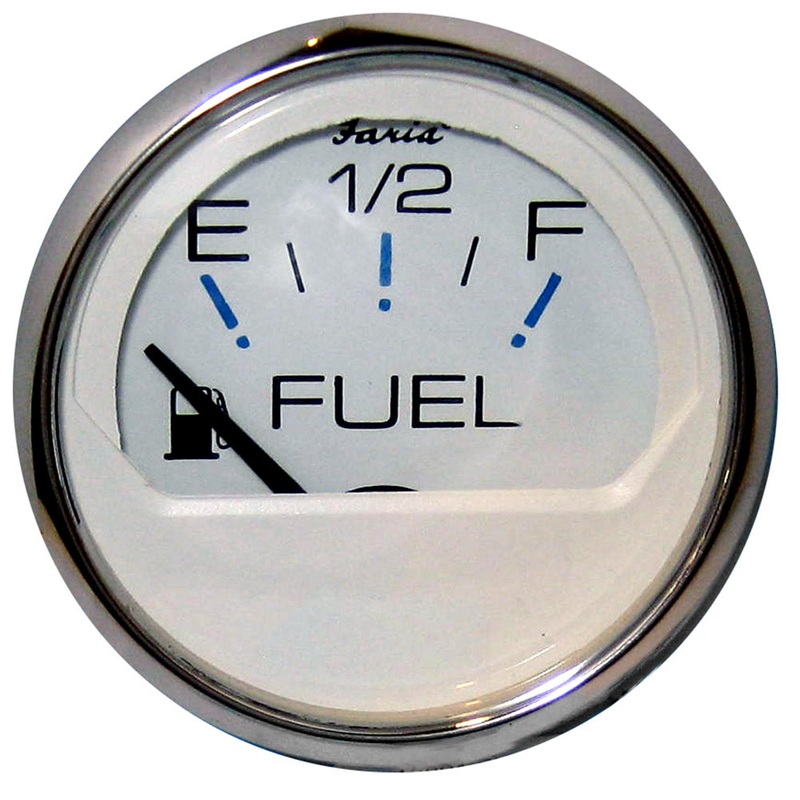 Faria Chesapeake White SS 2 Fuel Level Gauge (E-1/2-F) [13801]