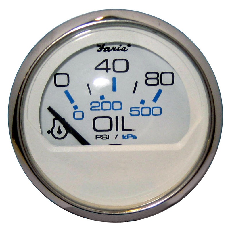 Faria Chesapeake White SS 2 Oil Pressure Gauge (80 PSI) [13802]