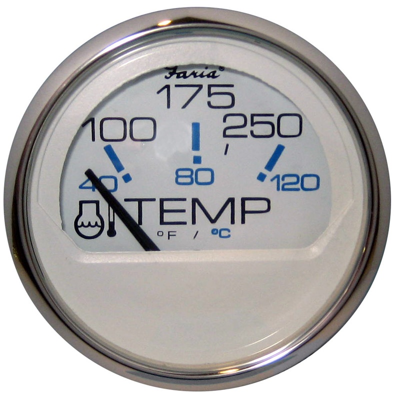 Faria Chesapeake White SS 2 Water Temperature Gauge (100-250 DegreeF) [13804]