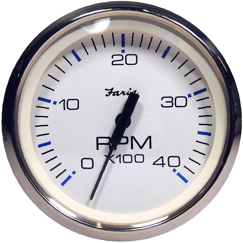 Faria Chesapeake White SS 4 Tachometer – 4000 RPM (Diesel) (Magnetic Pick-Up) [33818]