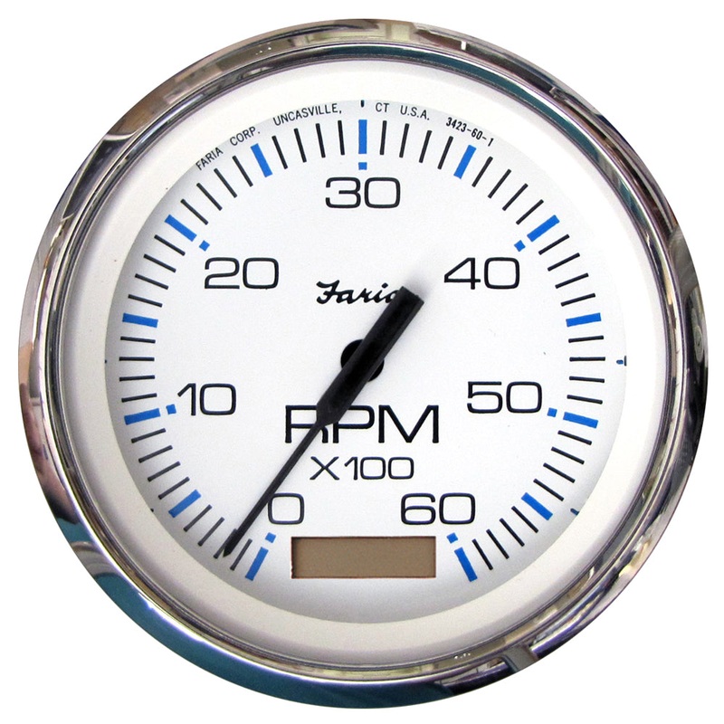 Faria Chesapeake White SS 4 Tachometer w/Hourmeter – 6000 RPM (Gas)(Inboard) [33832]