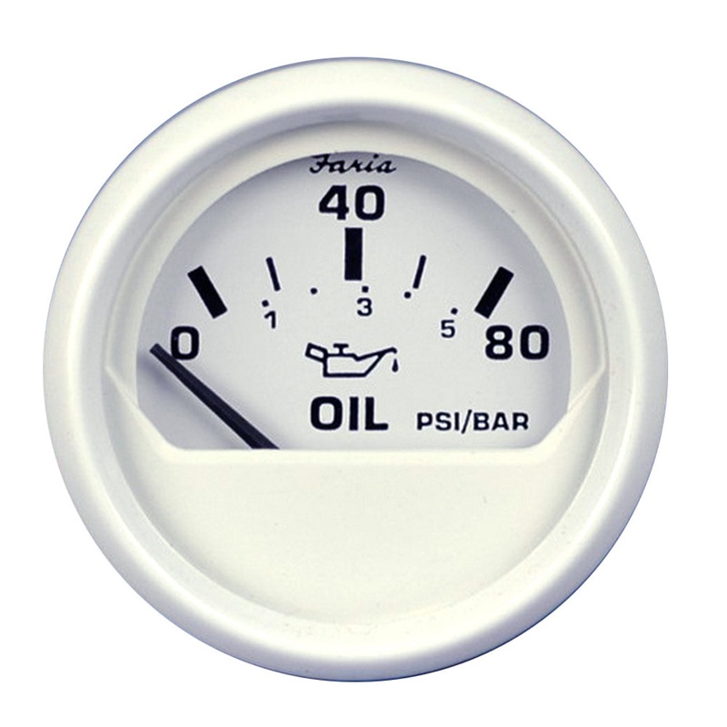 Faria Dress White 2 Oil Pressure Gauge (80 PSI) [13102]