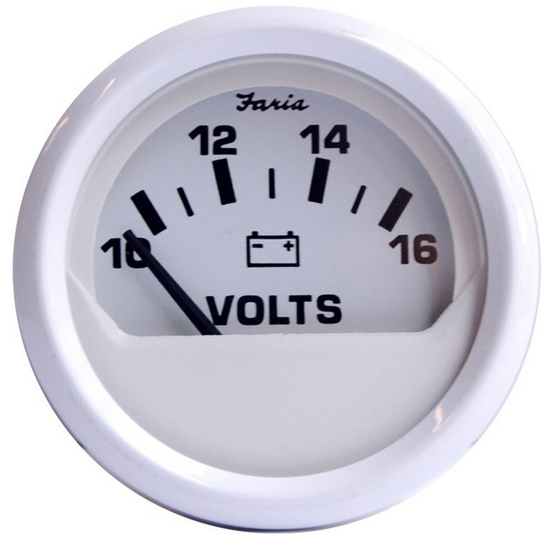 Faria Dress White 2 Voltmeter (10-16 VDC) [13120]