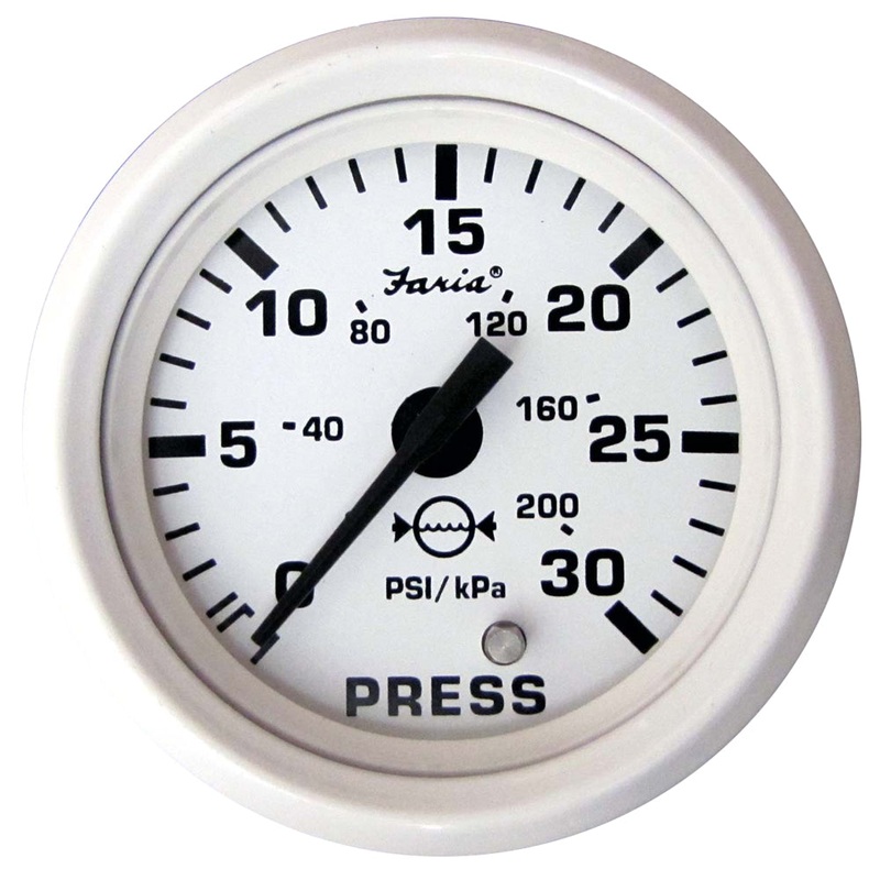 Faria Dress White 2 Water Pressure Gauge (30 PSI) [13108]