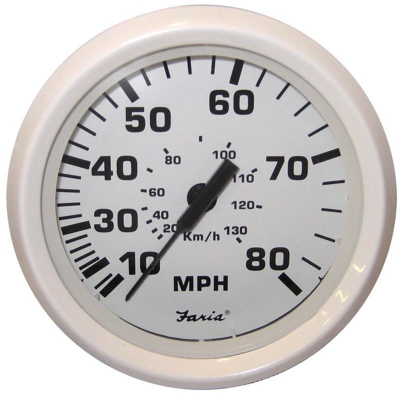 Faria Dress White 4 Speedometer – 80MPH (Pitot) [33113]