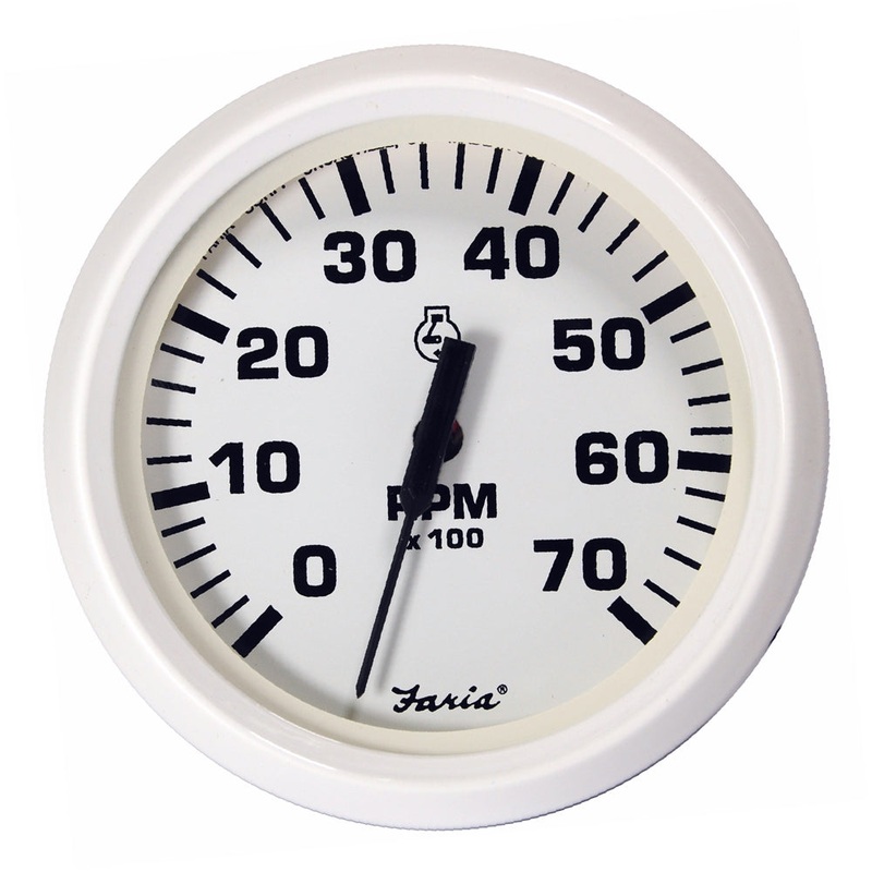 Faria Dress White 4 Tachometer – 7000 RPM (Gas) (All Outboards) [33104]