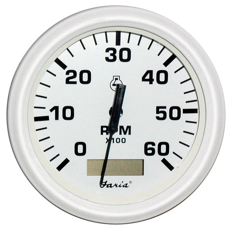 Faria Dress White 4 Tachometer w/Hourmeter – 6000 RPM (Gas) (Inboard) [33132]