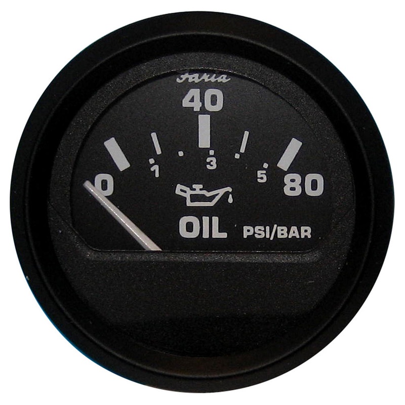 Faria Euro Black 2 Oil Pressure Gauge (80 PSI) [12803]