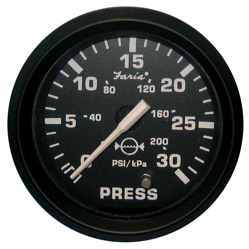 Faria Euro Black 2 Water Pressure Gauge (30 PSI) [12810]