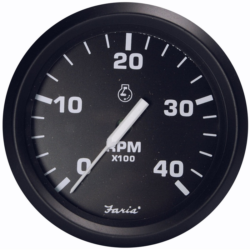 Faria Euro Black 4 Tachometer – 4000 RPM (Diesel – Magnetic Pick-Up) [32803]