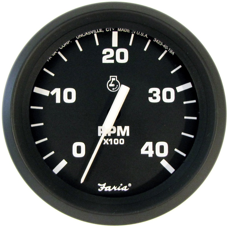 Faria Euro Black 4 Tachometer – 4000 RPM (Diesel) (Mechanical Takeoff) [32842]