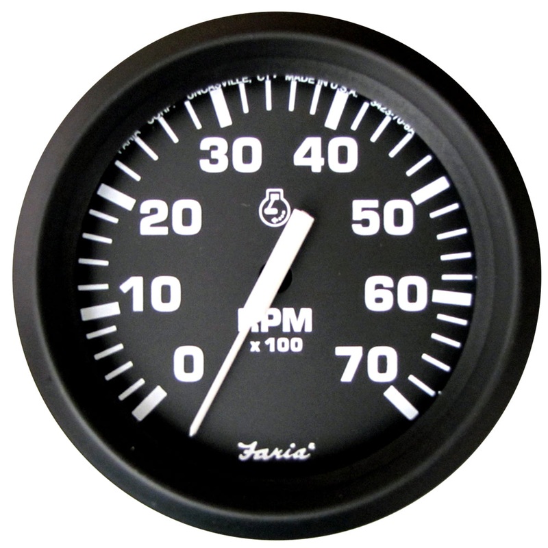 Faria Euro Black 4 Tachometer – 7,000 RPM (Gas – All Outboard) [32805]